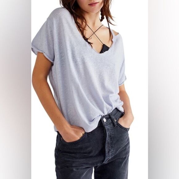 FREE People Over U Tee In Blue Moon - Picture 1 of 5
